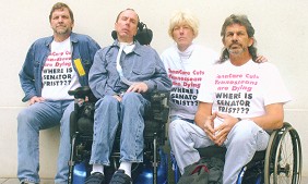 Rod DeVaul, degenerative disc;
Glen Barnhill, quadriplegic;
Kathy Chamberlain, life-threatening seizures;
Don DeVaul, paraplegic